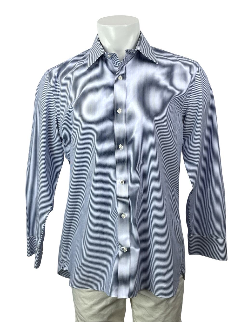 Bonobos Men's Blue Striped Slim Fit Long Sleeve Button Down Dress Shirt Top 16.5